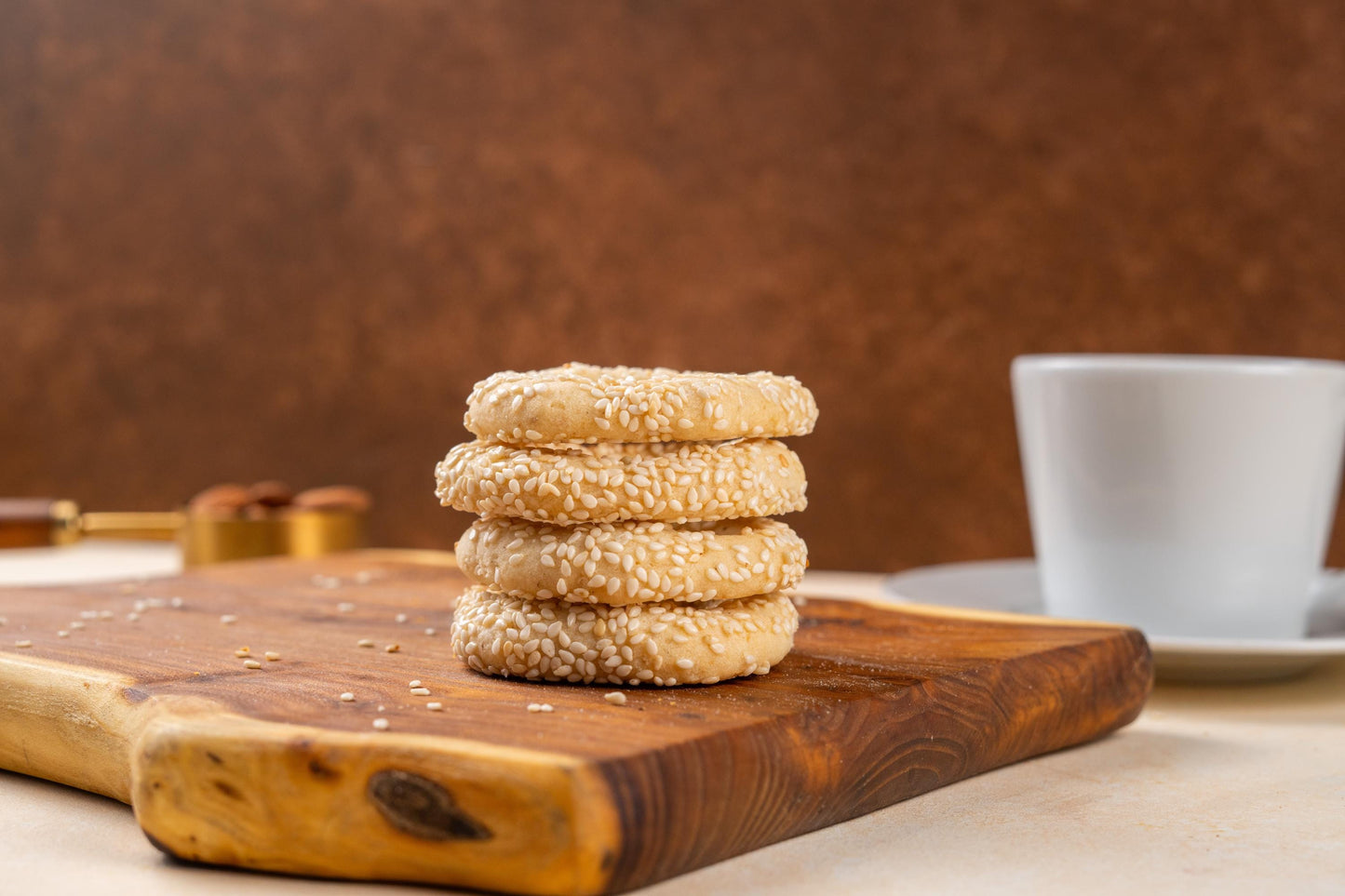 White Kandil Simidi, Turkish Savory Ring Pastry, Salt pastry, Sesame Tea Time Snack, Homemade Baked Goods