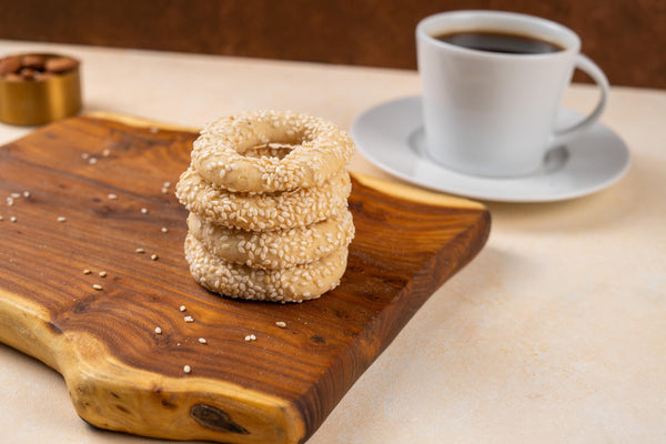 White Kandil Simidi, Turkish Savory Ring Pastry, Salt pastry, Sesame Tea Time Snack, Homemade Baked Goods