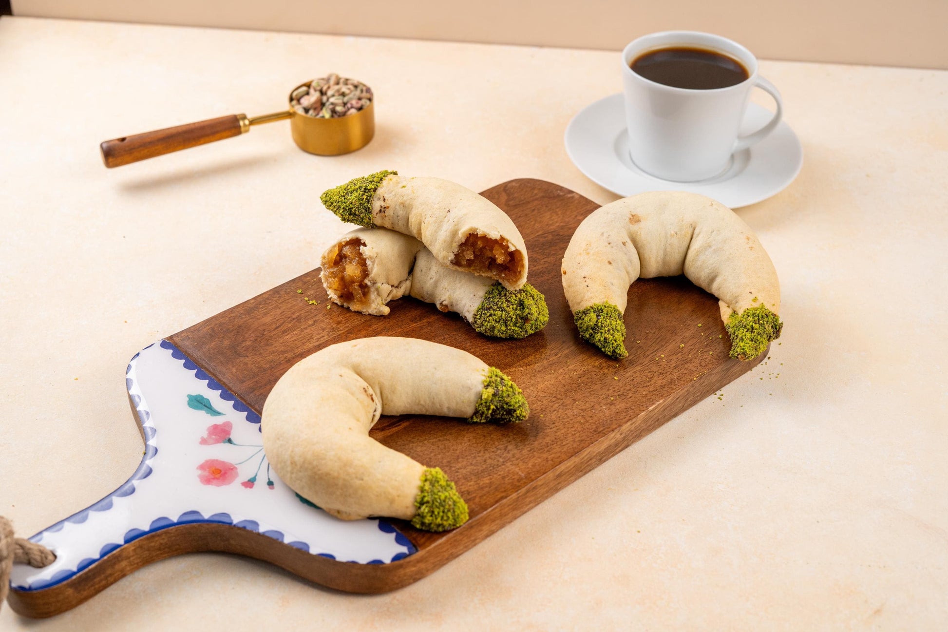 Apple Crescent Cookies, Cinnamon Apple Filled Cookies, Handmade Turkish Cookies, Wedding Dessert Gift Box, Coffee & Tea 