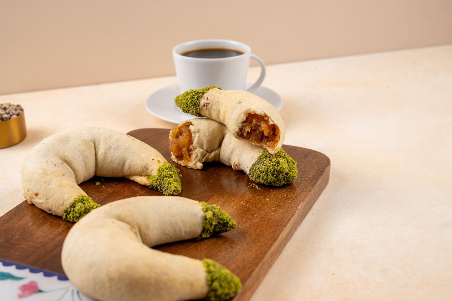 Apple Crescent Cookies, Cinnamon Apple Filled Cookies, Handmade Turkish Cookies, Wedding Dessert Gift Box, Coffee & Tea 