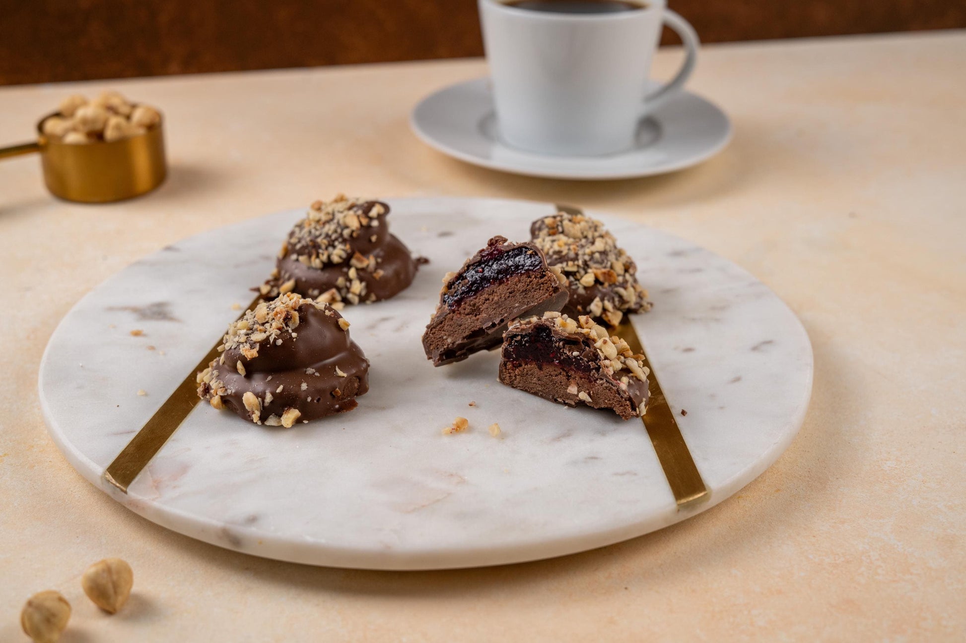Cherry Puff Cookie, Chocolate Hazelnut Cherry Filled Cookie, Turkish Handmade Treat, Gift Box Cookie, Artisan Chocolate 