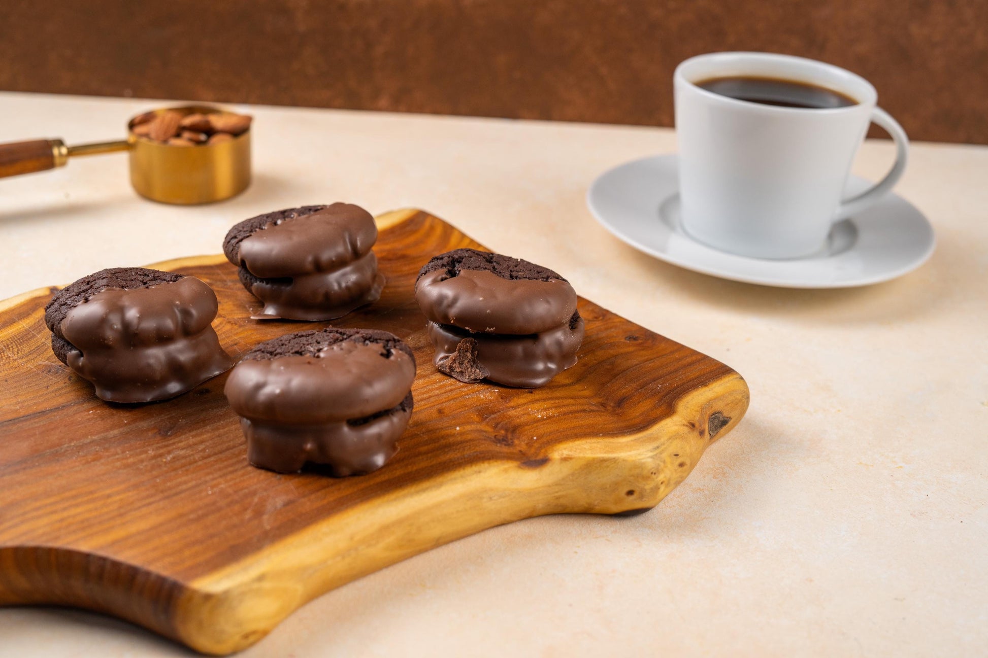 Caramel Filled Mini Cookies, Chocolate Covered Cookies, Handmade Gourmet Cookie Gift Box, Wedding Dessert Favors