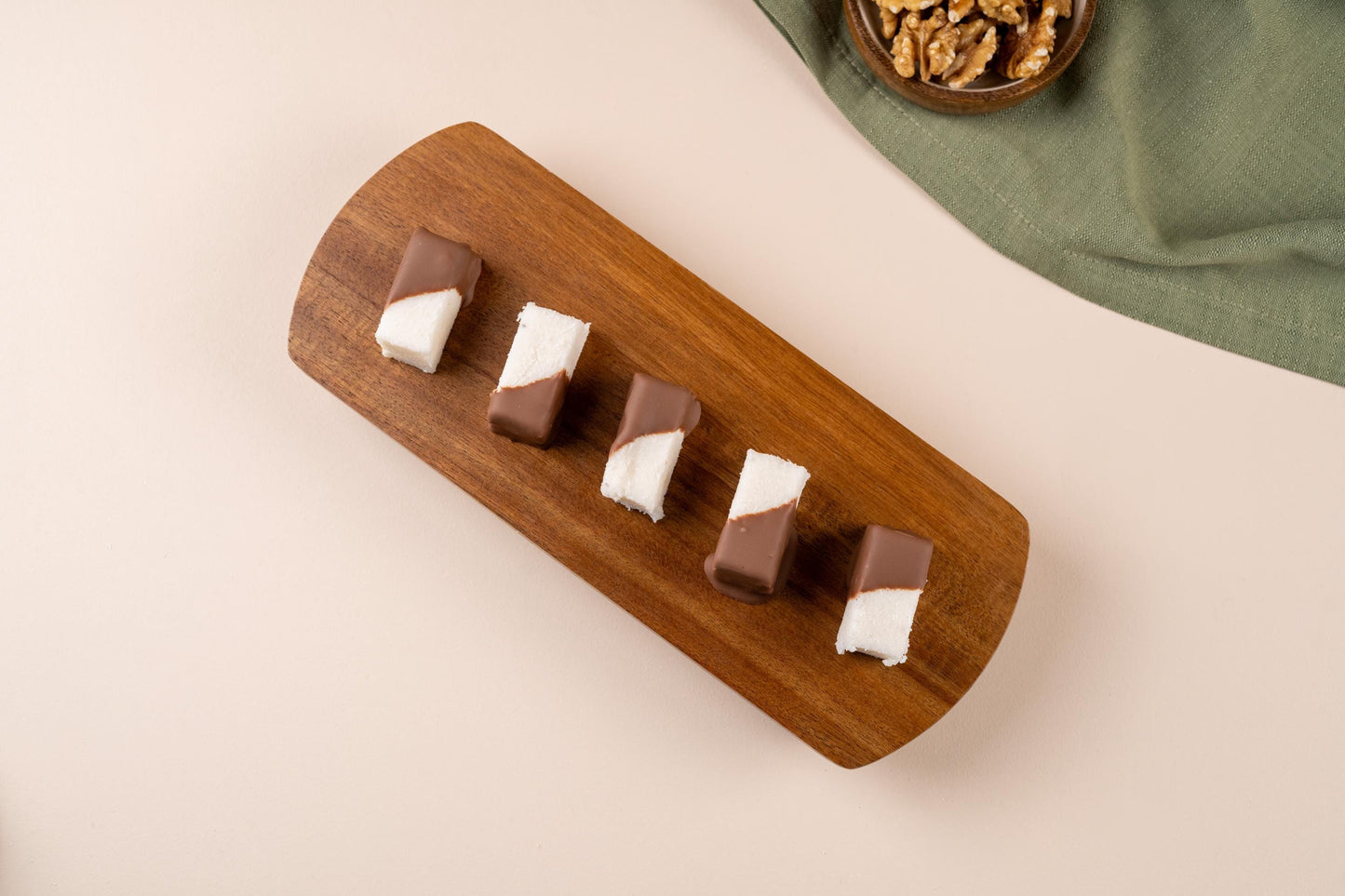 Coconut Marquise Dessert, Milk Chocolate Dipped Coconut Sweet, Gourmet Turkish Dessert Bites, Fresh Bakery Treat