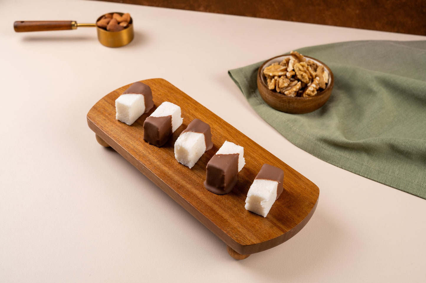 Coconut Marquise Dessert, Milk Chocolate Dipped Coconut Sweet, Gourmet Turkish Dessert Bites, Fresh Bakery Treat