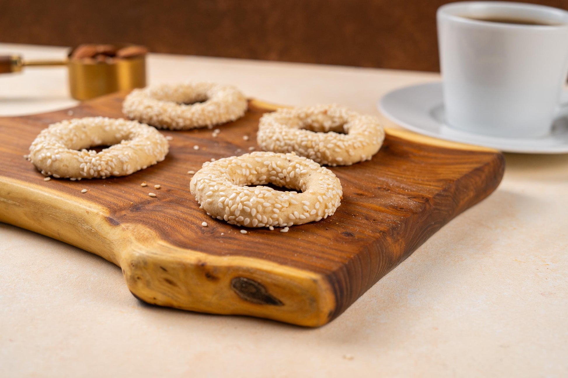 White Kandil Simidi, Turkish Savory Ring Pastry, Salt pastry, Sesame Tea Time Snack, Homemade Baked Goods
