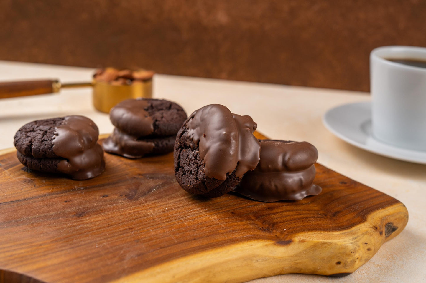 Caramel Filled Mini Cookies, Chocolate Covered Cookies, Handmade Gourmet Cookie Gift Box, Wedding Dessert Favors