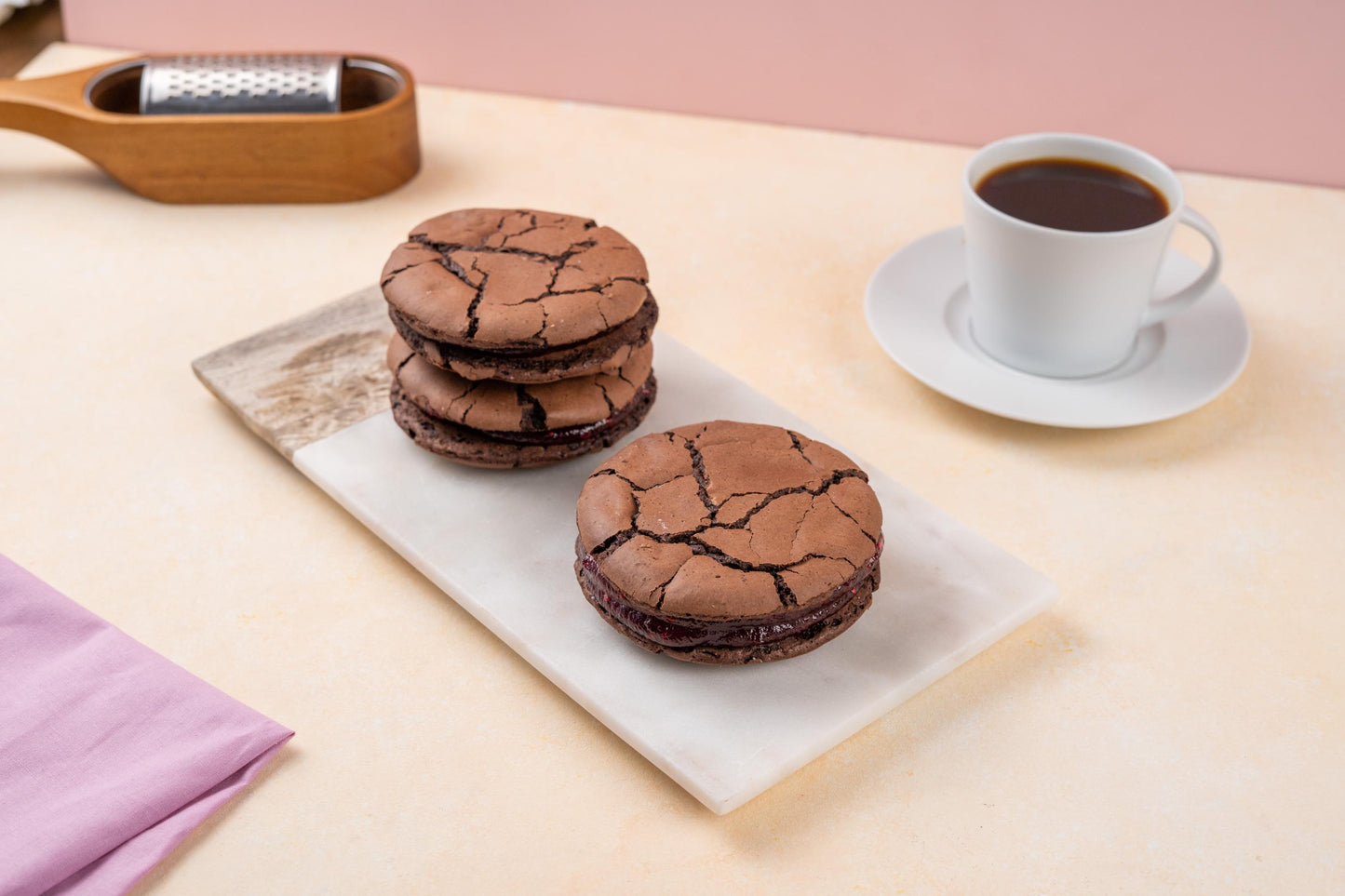 Raspberry Brownie Sandwich Cookies, Homemade Chocolate Dessert, Gourmet Bakery Treats, Wedding Treats
