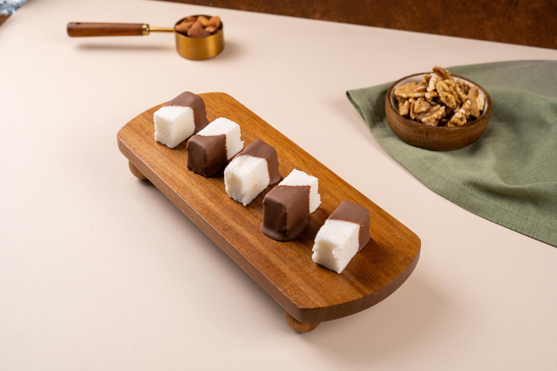 Coconut Marquise Dessert, Milk Chocolate Dipped Coconut Sweet, Gourmet Turkish Dessert Bites, Fresh Bakery Treat