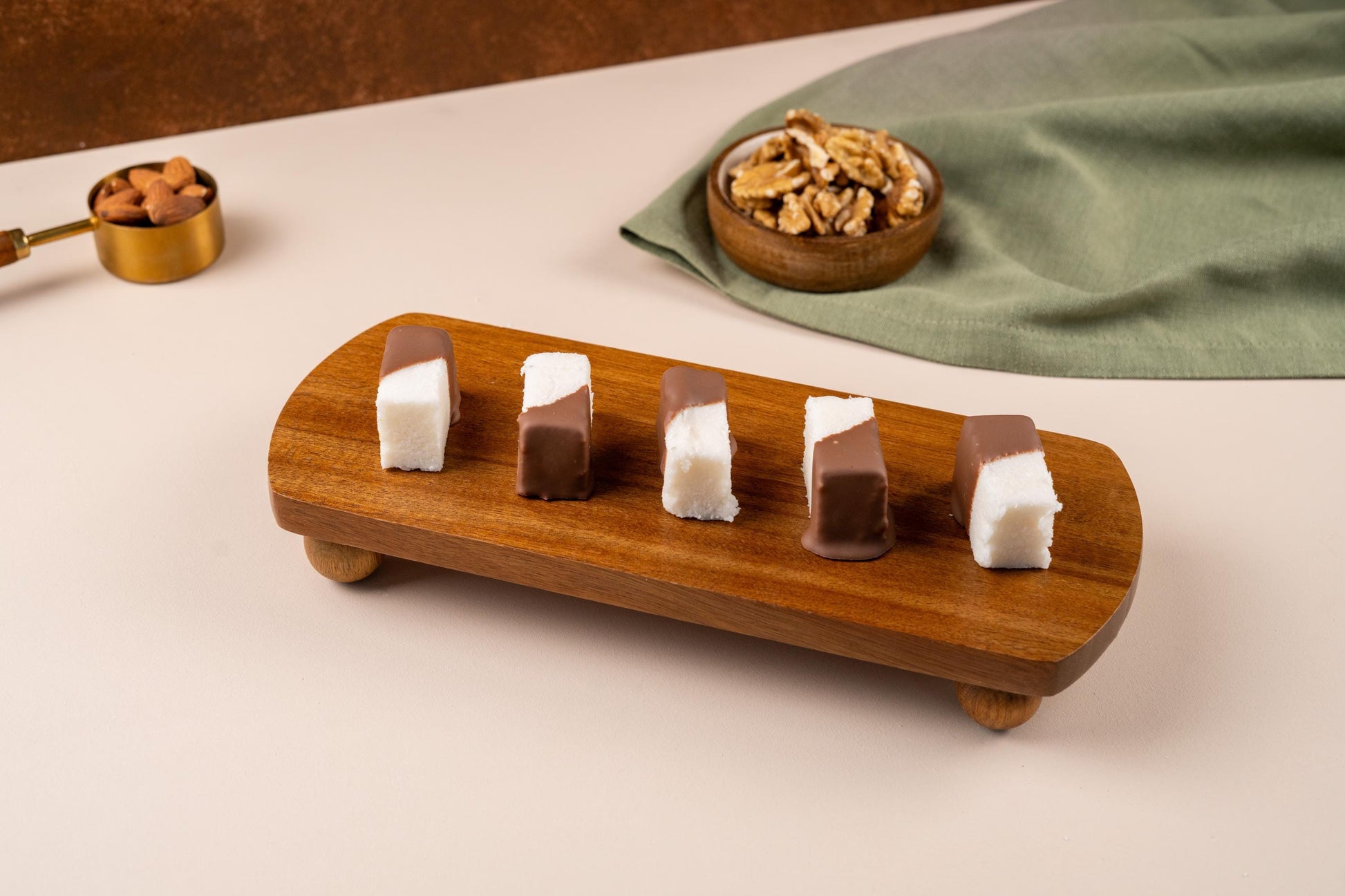 Coconut Marquise Dessert, Milk Chocolate Dipped Coconut Sweet, Gourmet Turkish Dessert Bites, Fresh Bakery Treat